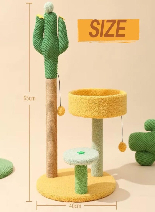 VAYINATO Cactus Model 3-in-1 Cat Scratching Post with Bed, Indoor Cat House & Climbing Post, Eco-Friendly Natural Material, Washable & Vacuum-Cleanable Cat Furniture for Kittens & Cats | 65 * 40 cm - Image 3